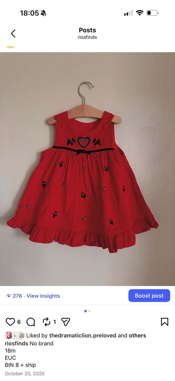 Gymboree Red Corduroy Scottie Dog & Heart Embroidered Dress, Size 18M